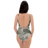 Grey And Green Camouflage Print One Piece Swimsuite-grizzshop