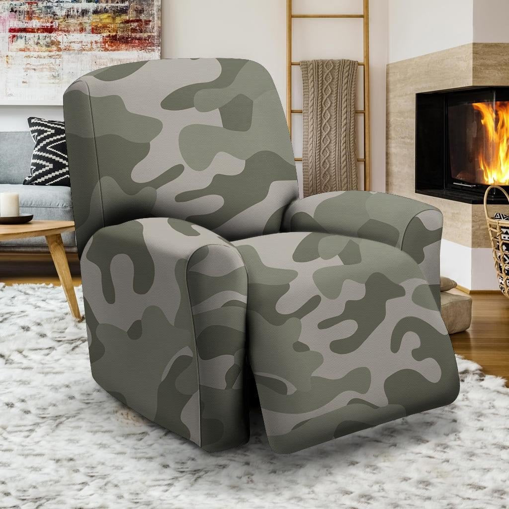 Grey And Green Camouflage Print Recliner Cover-grizzshop