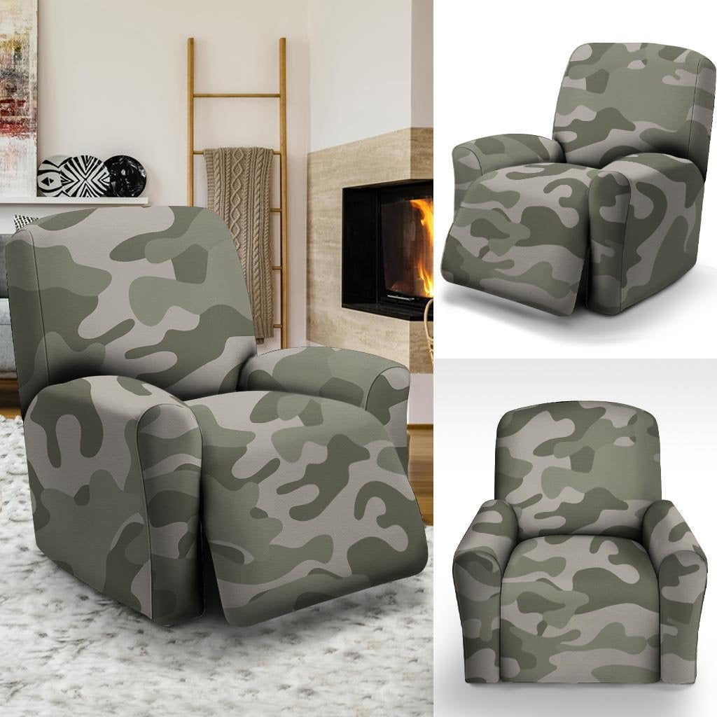 Grey And Green Camouflage Print Recliner Cover-grizzshop