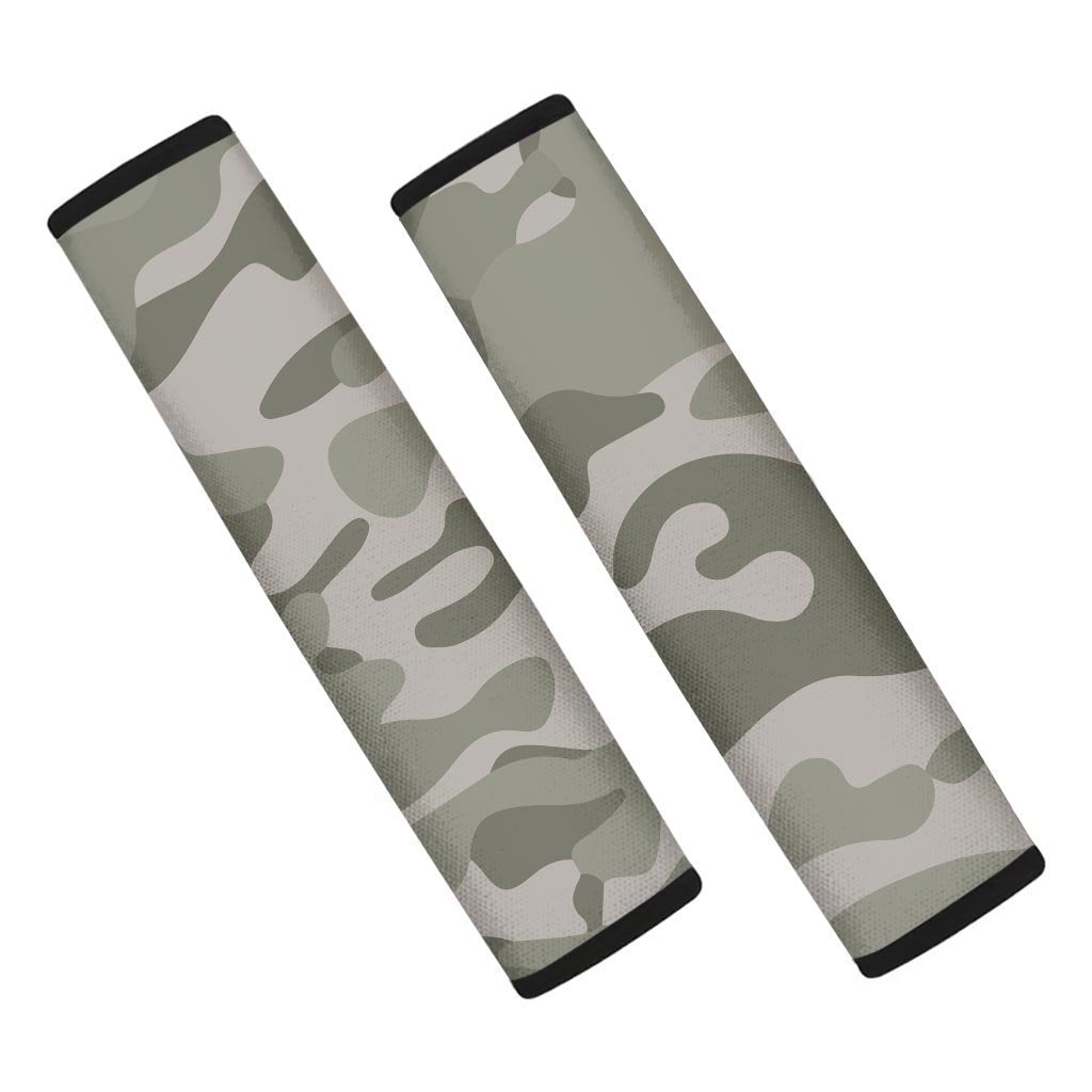 Grey And Green Camouflage Print Seat Belt Cover-grizzshop