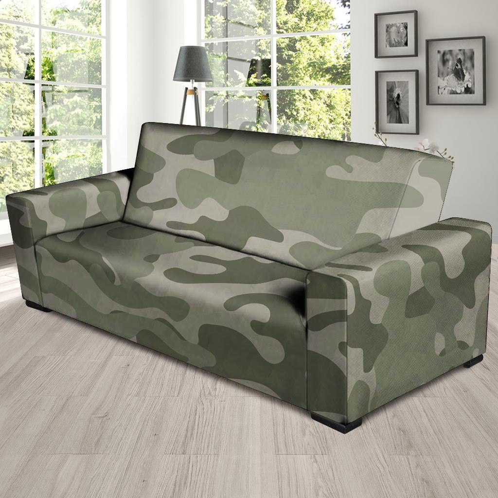 Grey And Green Camouflage Print Sofa Cover-grizzshop