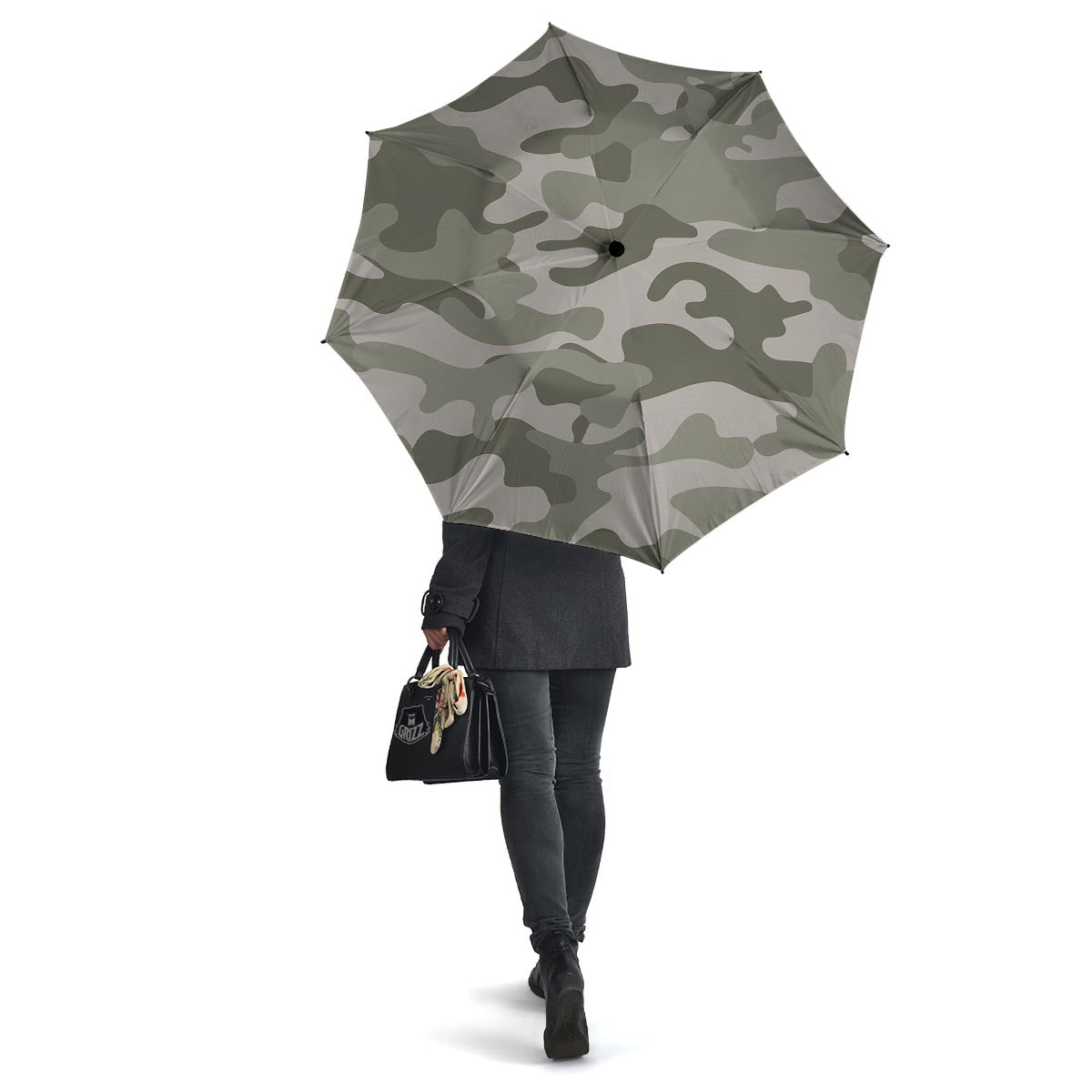 Grey And Green Camouflage Print Umbrella-grizzshop