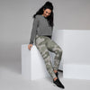 Grey And Green Camouflage Print Women's Joggers-grizzshop