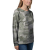 Grey And Green Camouflage Print Women's Sweatshirt-grizzshop