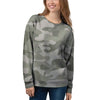 Grey And Green Camouflage Print Women's Sweatshirt-grizzshop