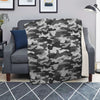 Grey Camo And Camouflage Print Blanket-grizzshop