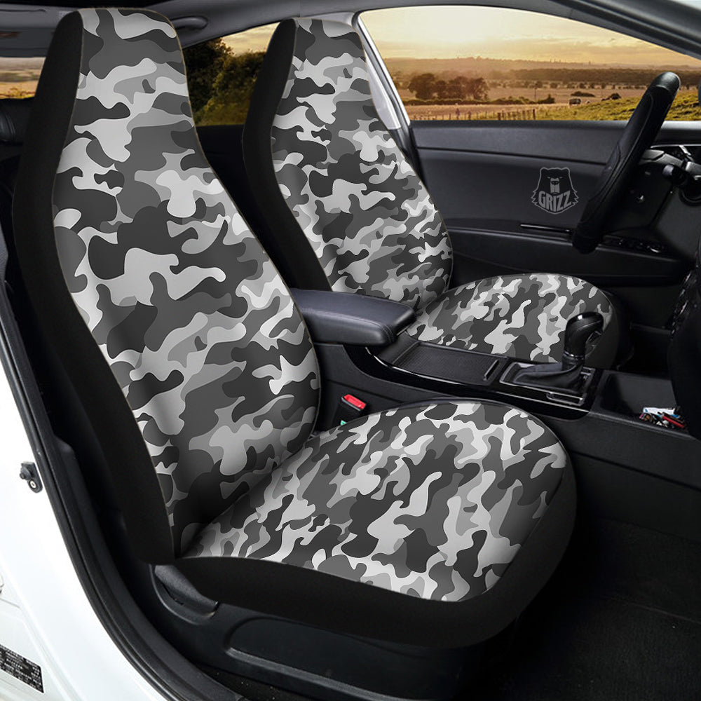 Grey Camo And Camouflage Print Car Seat Covers-grizzshop