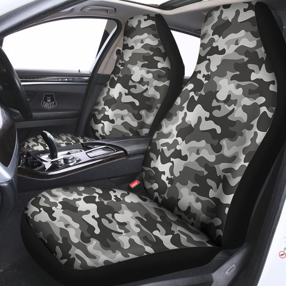 Grey Camo And Camouflage Print Car Seat Covers-grizzshop