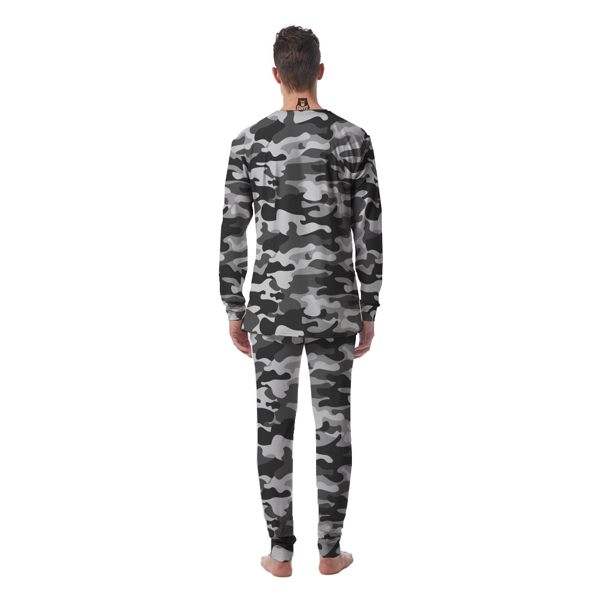 Grey Camo And Camouflage Print Men's Pajamas-grizzshop