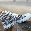 Grey Camo And Camouflage Print White High Top Shoes-grizzshop