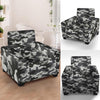 Grey Camouflage Print Armchair Cover-grizzshop