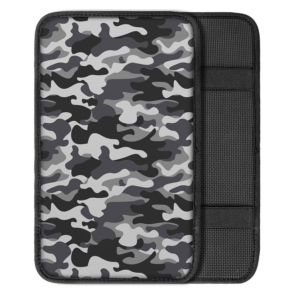 Grey Camouflage Print Car Console Cover-grizzshop