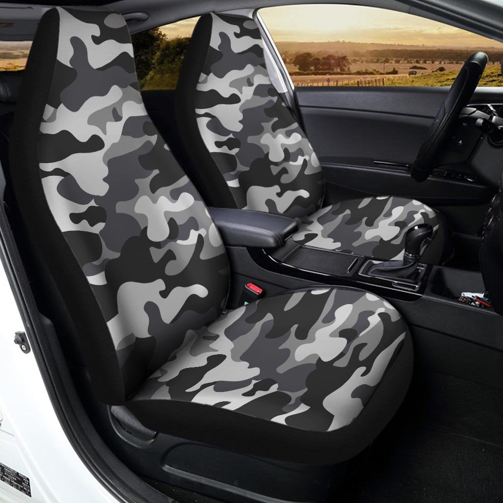 Grey Camouflage Print Car Seat Covers-grizzshop