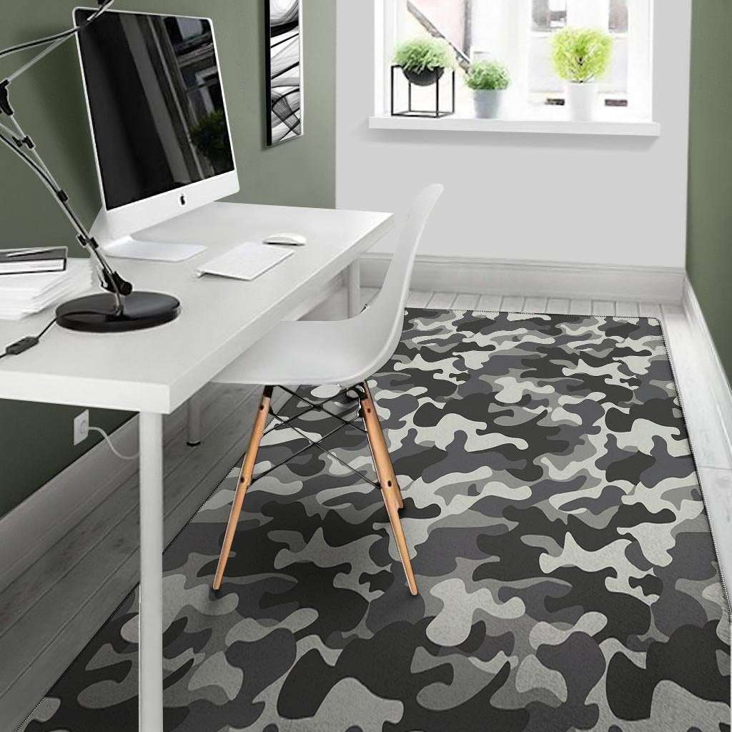 Grey Camouflage Print Floor Mat-grizzshop