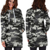 Grey Camouflage Print Hoodie Dress-grizzshop