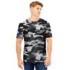 Grey Camouflage Print Men T Shirt-grizzshop