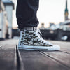 Grey Camouflage Print Men's High Top Shoes-grizzshop