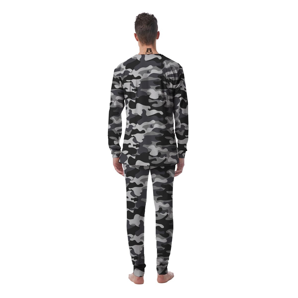 Grey Camouflage Print Men's Pajamas-grizzshop