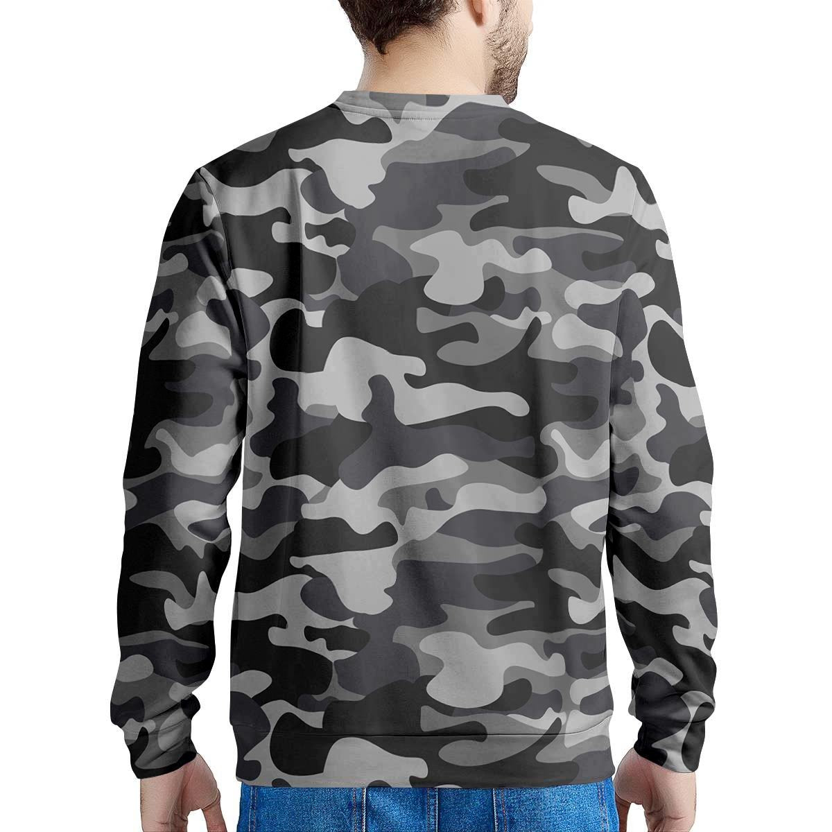 Grey Camouflage Print Men's Sweatshirt-grizzshop