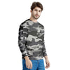 Grey Camouflage Print Men's Sweatshirt-grizzshop