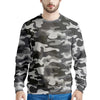 Grey Camouflage Print Men's Sweatshirt-grizzshop