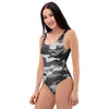 Grey Camouflage Print One Piece Swimsuite-grizzshop