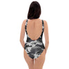 Grey Camouflage Print One Piece Swimsuite-grizzshop