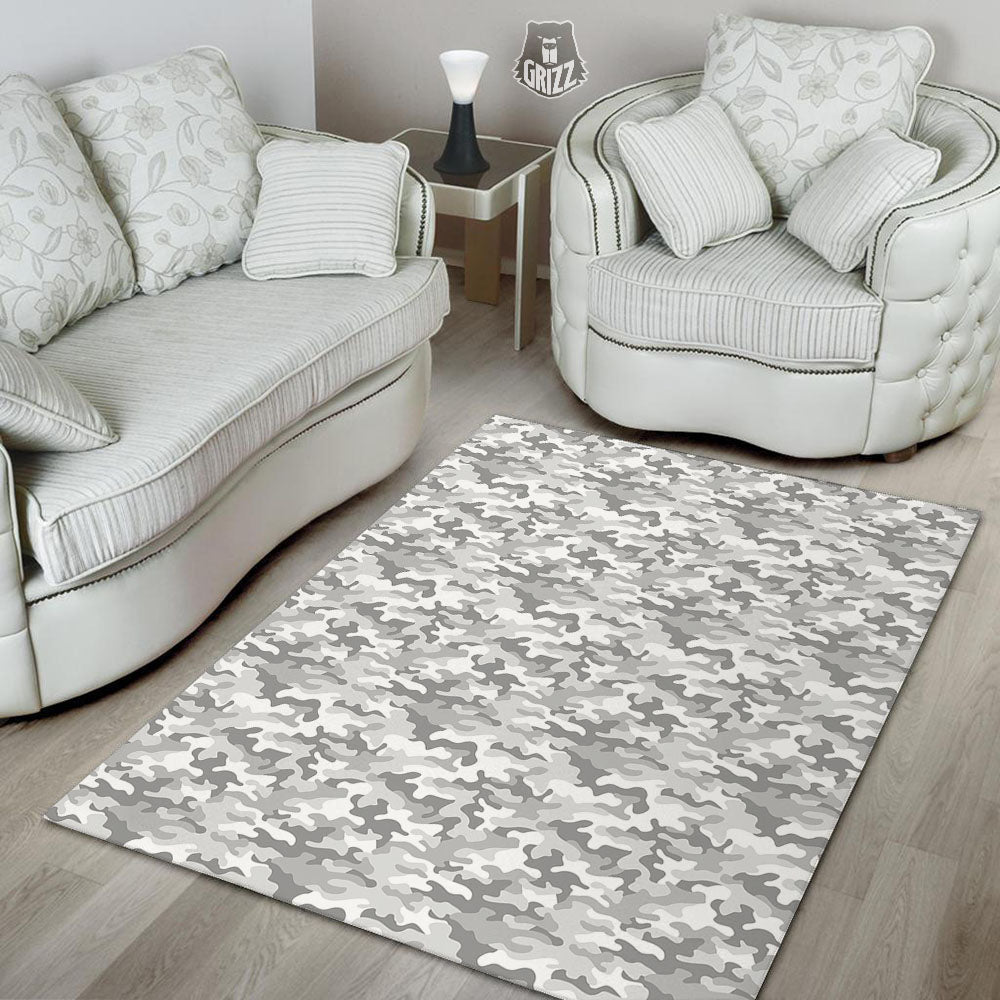 Grey Camouflage Print Pattern Floor Mat-grizzshop