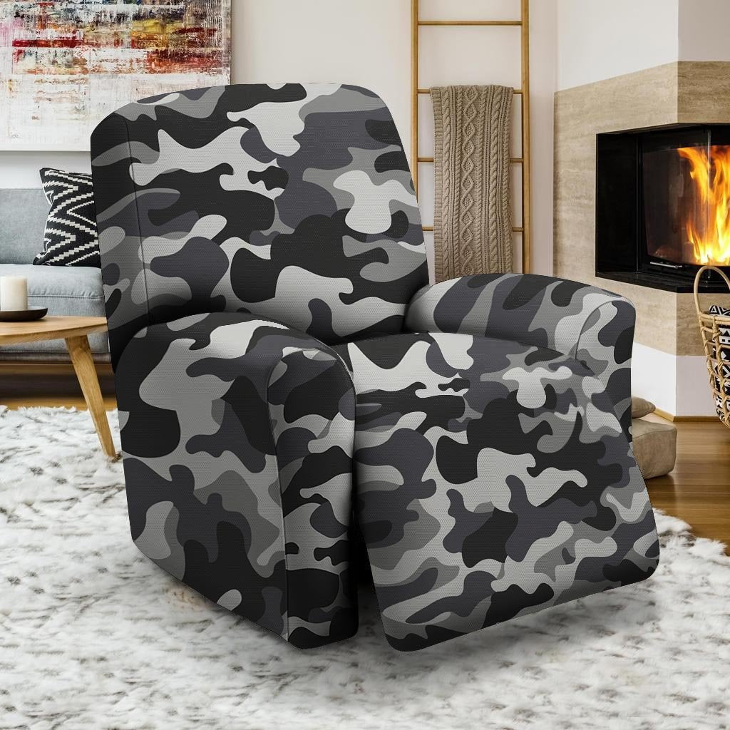 Grey Camouflage Print Recliner Cover-grizzshop