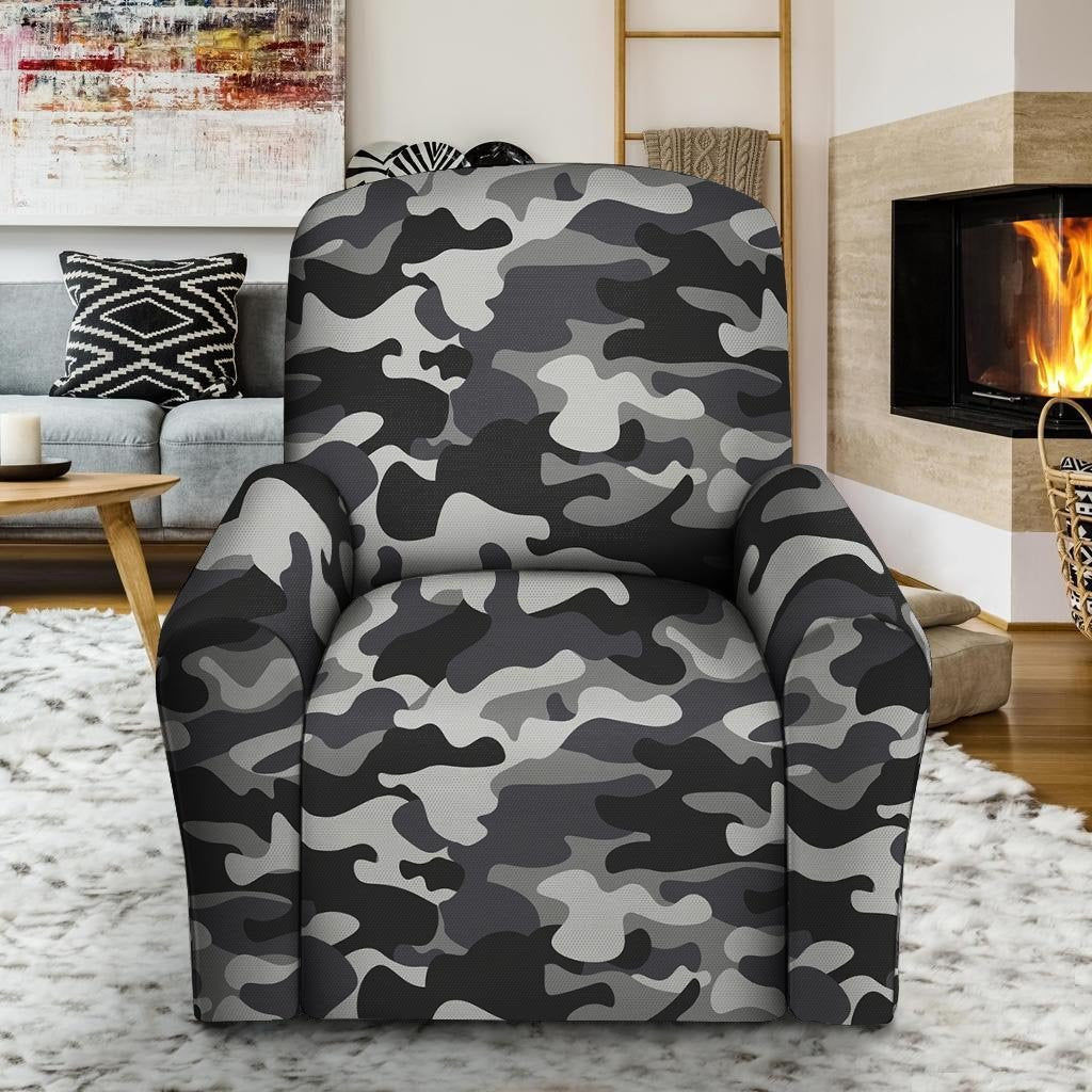 Grey Camouflage Print Recliner Cover-grizzshop