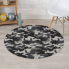 Grey Camouflage Print Round Rug-grizzshop