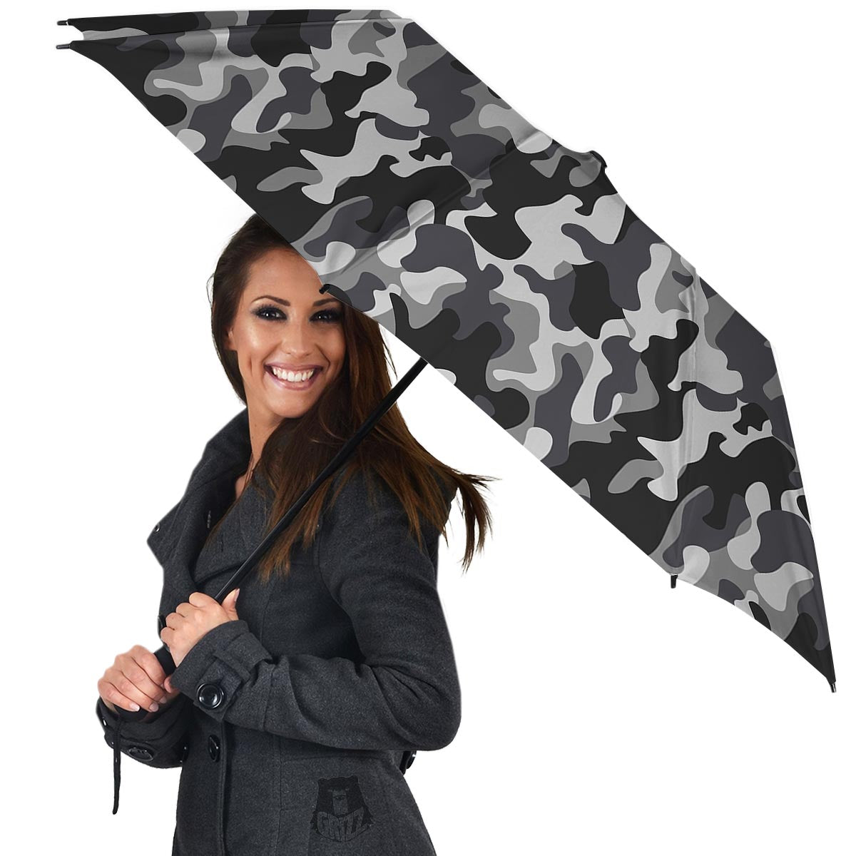 Grey Camouflage Print Umbrella-grizzshop