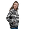 Grey Camouflage Print Women's Hoodie-grizzshop