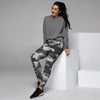 Grey Camouflage Print Women's Joggers-grizzshop