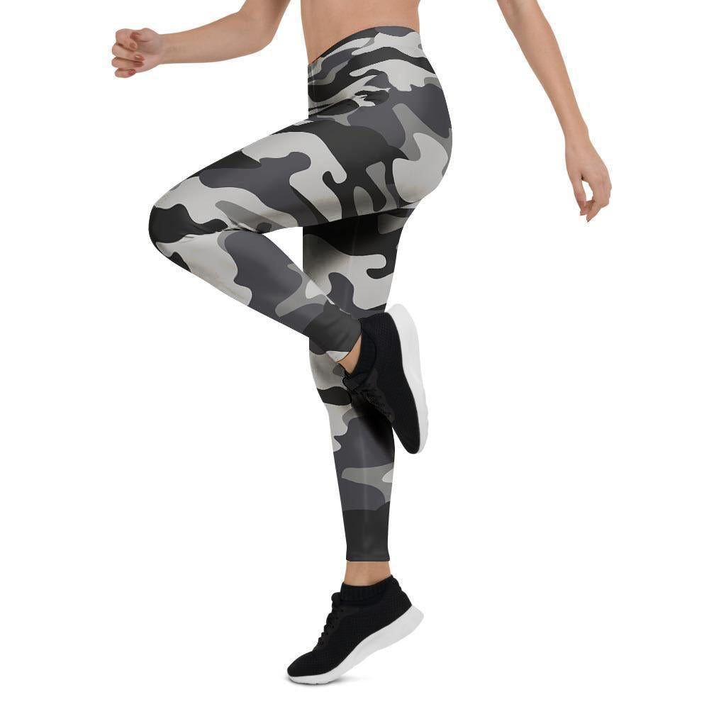 Grey Camouflage Print Women's Leggings-grizzshop