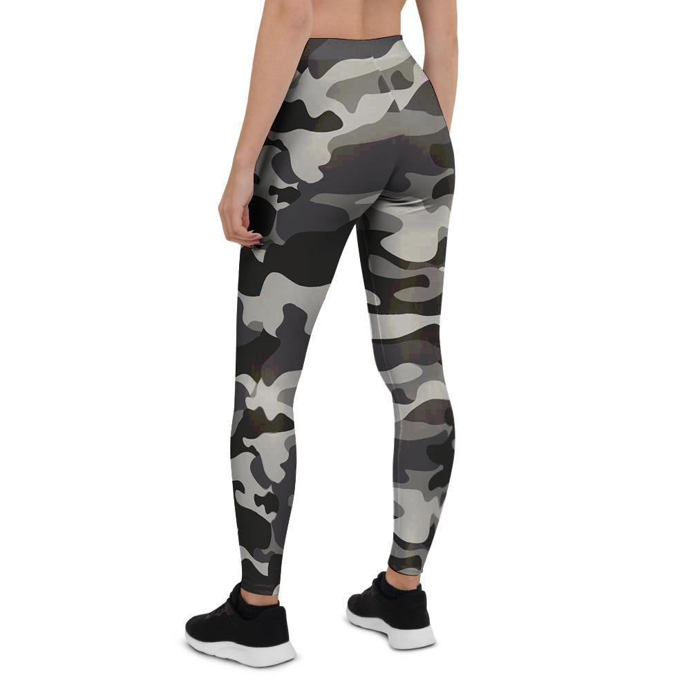 Grey Camouflage Print Women's Leggings-grizzshop