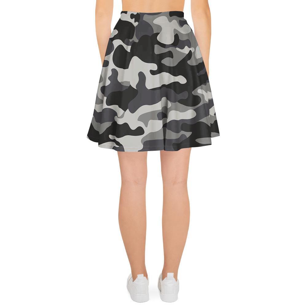 Grey Camouflage Print Women's Skirt-grizzshop