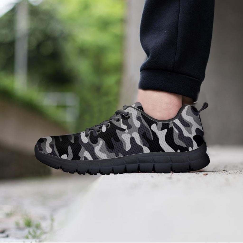 Grey Camouflage Print Women's Sneakers-grizzshop