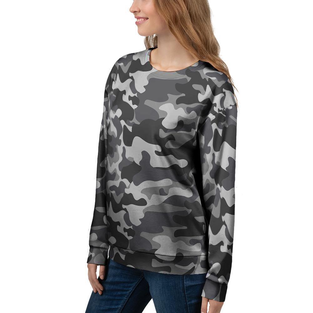 Grey Camouflage Print Women's Sweatshirt-grizzshop