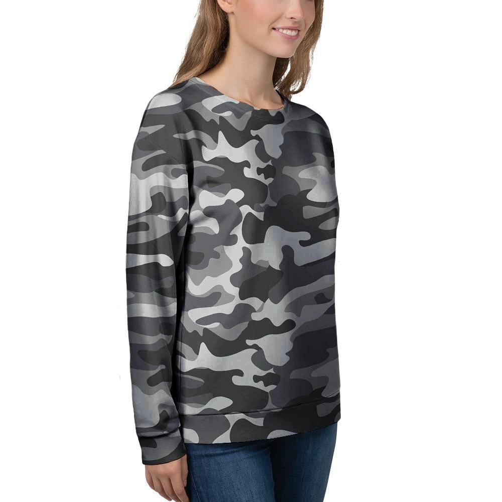 Grey Camouflage Print Women's Sweatshirt-grizzshop