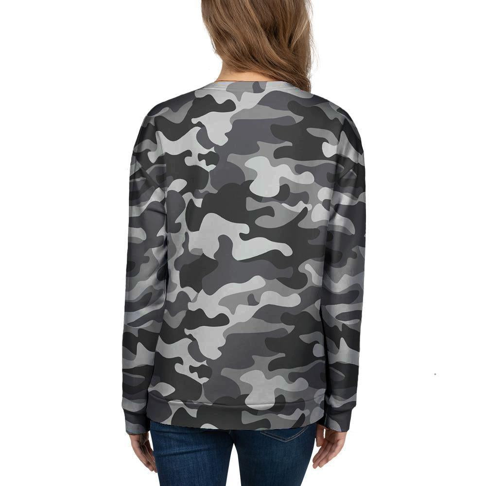 Grey Camouflage Print Women's Sweatshirt-grizzshop