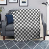 Grey Checkered Flag Print Blanket-grizzshop