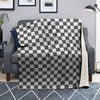 Grey Checkered Flag Print Blanket-grizzshop