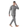 Grey Checkered Flag Print Men's Pajamas-grizzshop