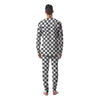 Grey Checkered Flag Print Men's Pajamas-grizzshop