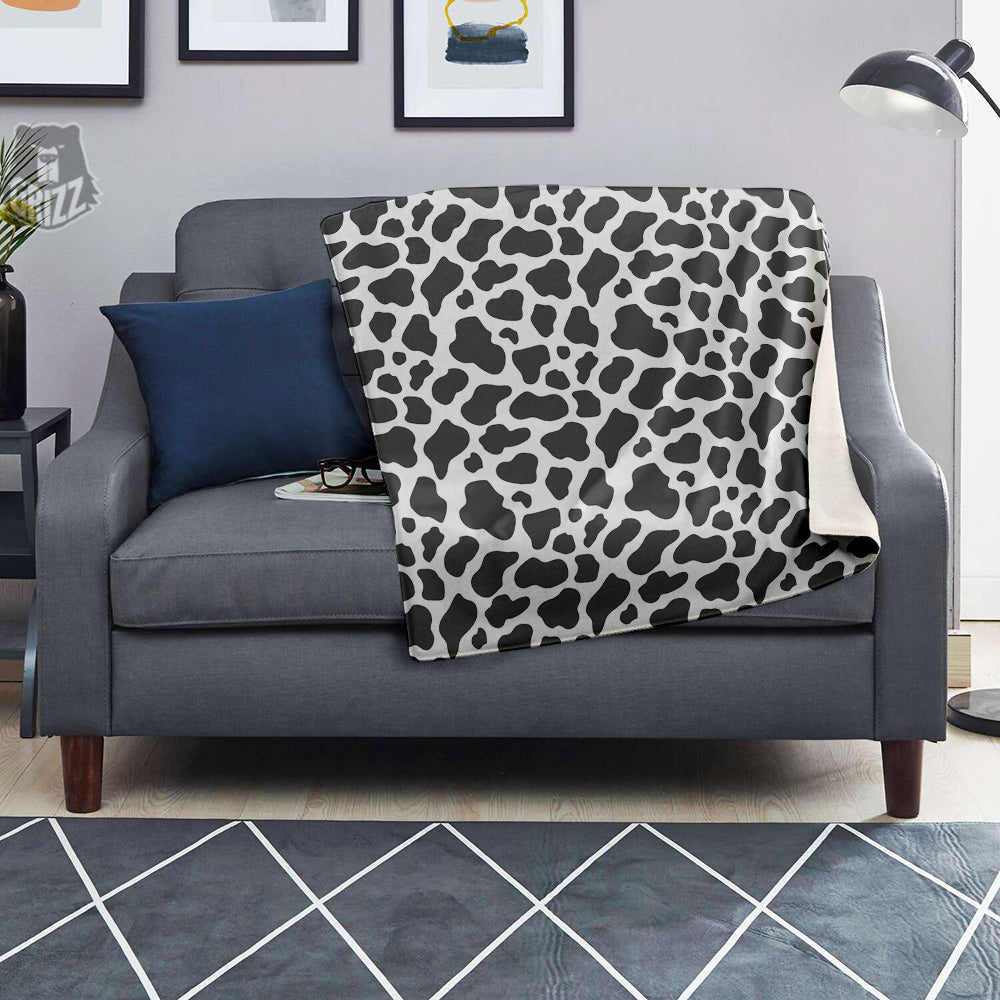 Grey Cow Print Pattern Blanket-grizzshop