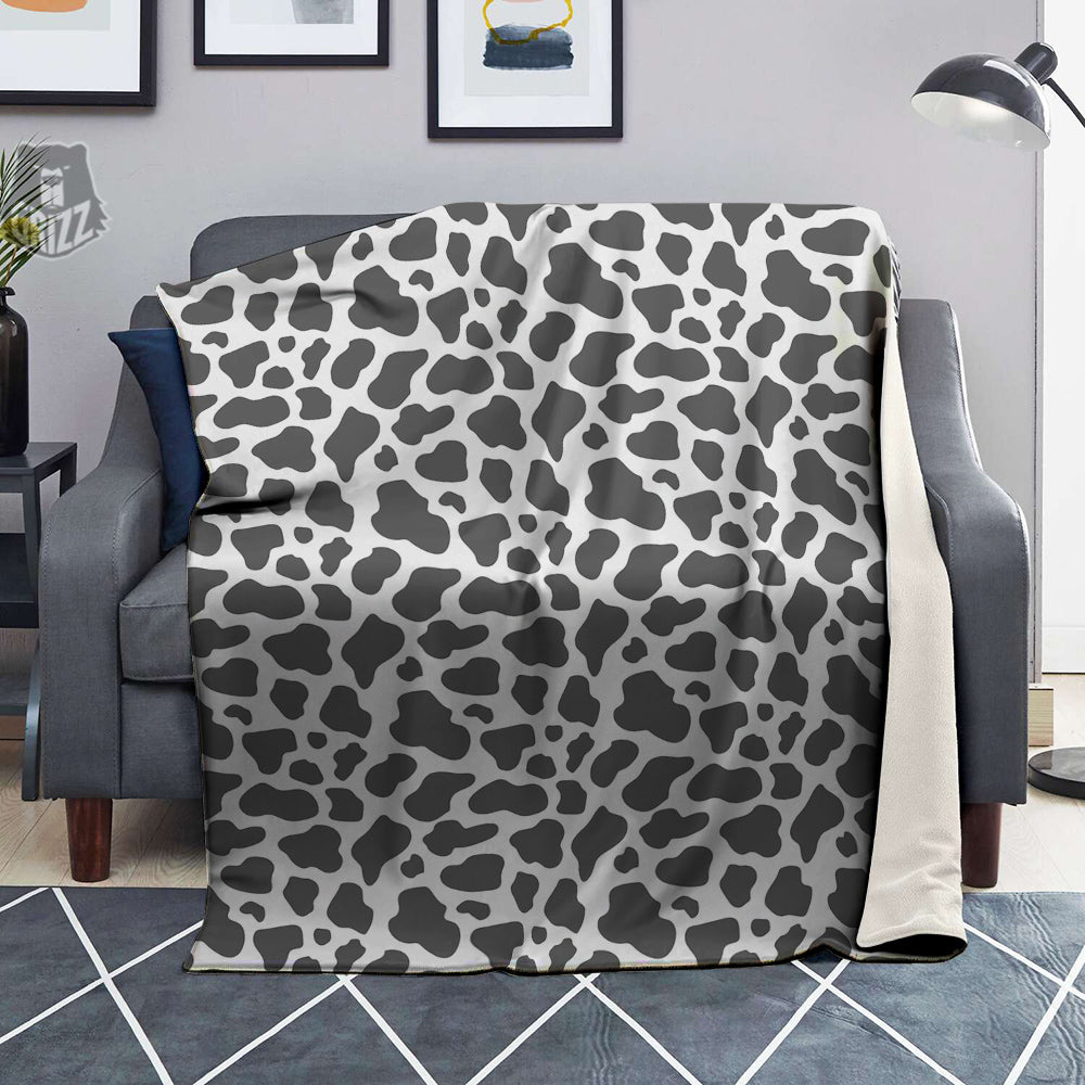 Grey Cow Print Pattern Blanket-grizzshop