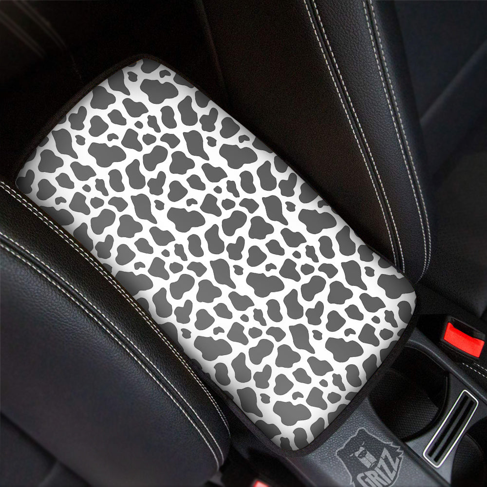 Grey Cow Print Pattern Car Center Console Cover-grizzshop