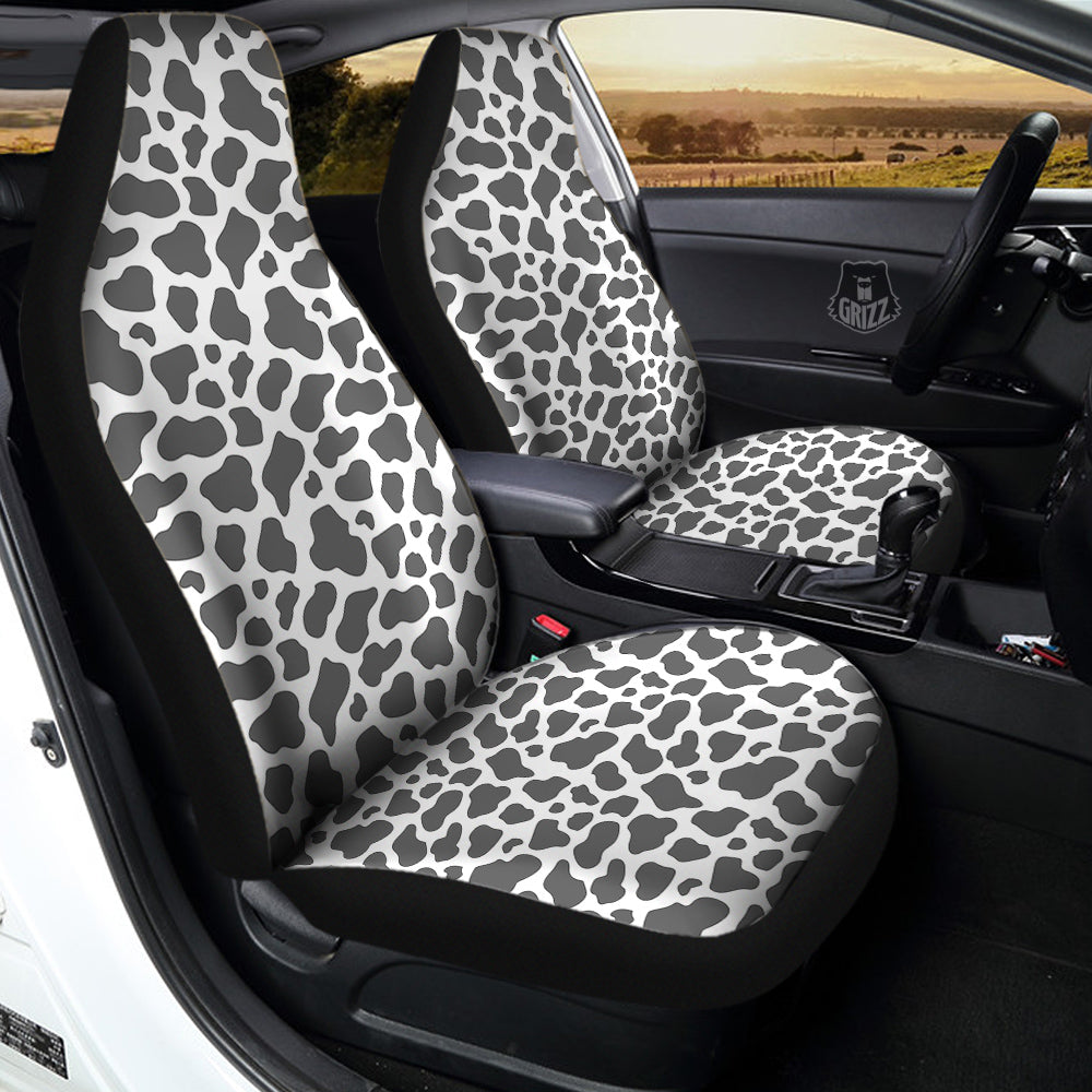 Grey Cow Print Pattern Car Seat Covers-grizzshop