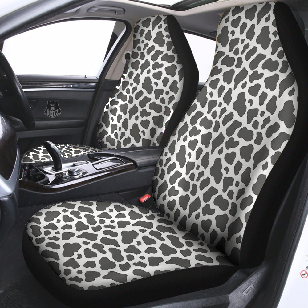 Grey Cow Print Pattern Car Seat Covers-grizzshop
